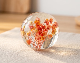 Mothers Day Personalized Night Light, Custom Engraved Flower Lamp, Baby Breath Resin Sphere, Gift for Mom