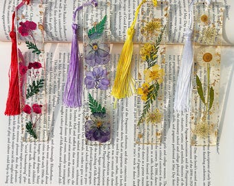 Handmade Resin Birth Flower Bookmark, Real Pressed Floral Bookmark with Tassel, Personalized Book Lover Gift, Botanical Art Bookmark for Her