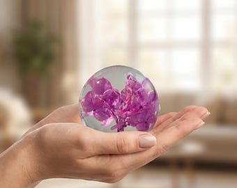 Lámpara de noche conmemorativa con forma de flor, lámpara de hortensia personalizada, regalo de recuerdo, lámpara de resina de hortensia, decoración minimalista y acogedora para la habitación.