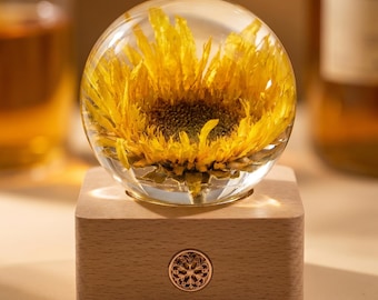 You Are My Sunshine Gift, Sunflower Night Light, Personalized Lamp for Mom, Personalized Memorial Gift, Sunflower Resin Lamp