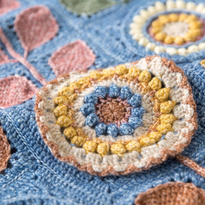 Navia Flower Blanket Crochet Yarn Kit with Pattern, Hook & Needle | Ships from US image 7