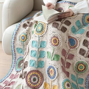 Navia Flower Blanket Crochet Yarn Kit with Pattern, Hook & Needle | Ships from US image 5