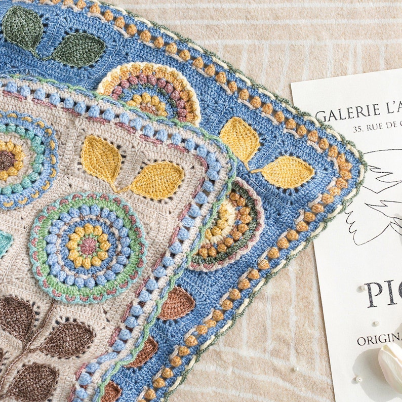 Navia Flower Blanket Crochet Yarn Kit with Pattern, Hook & Needle | Ships from US image 8