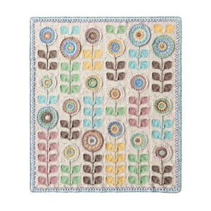 Navia Flower Blanket Crochet Yarn Kit with Pattern, Hook & Needle | Ships from US Bleached Sand