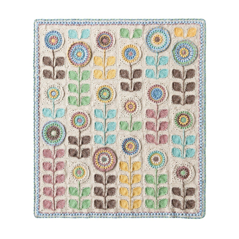 Navia Flower Blanket Crochet Yarn Kit with Pattern, Hook & Needle | Ships from US Bleached Sand