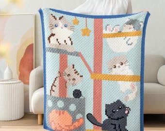 Meow Pixel Blanket Crochet Yarn Kit