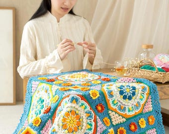 Coperta a cassone Dunhuang Lotus / Schema all'uncinetto / Istruzioni scritte limitate / Video tutorial disponibile