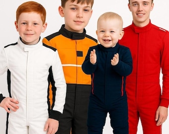 Traje de karting estilo F1 / Traje de carreras aprobado por CIK/FIA para hombres, mujeres y niños / Nombre y número personalizados / Incluye pasamontañas y camiseta gratis