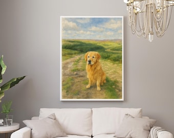 Golden Retriever Spring Art Print: Dog Lover Decor (Digital Download)