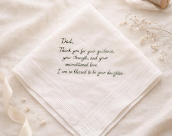 Pañuelo para el novio, regalo de la novia, pañuelo de algodón bordado a medida, recuerdo del día de la boda.