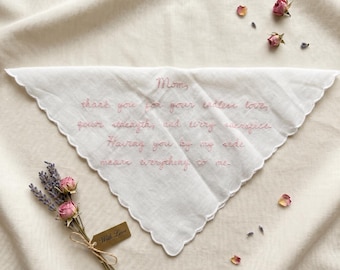 Pañuelo de algodón bordado con escritura personalizada, regalo de recuerdo de boda personalizado