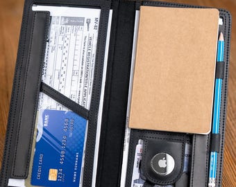 Handmade Leather Registration & Insurance Holder – Slim Car Organizer, Personalization, AirTag-Ready