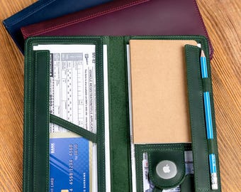 Slim Glove Box Leather Organizer – Registration & Insurance Holder, Personalizable, AirTag Slot