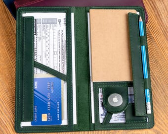 Personalized Leather Car Document Holder – Slim Vehicle Wallet, Mother's Day Gift