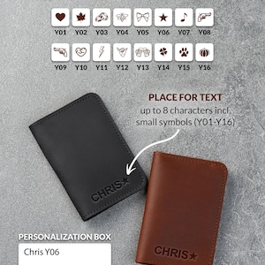 Man opening brown leather wallet with ID window and multiple card slots