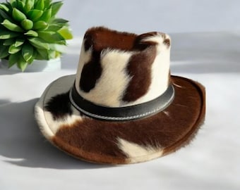 Handmade Cowhide Western Cowboy Hat – Two-Tone Hair-On Pattern
