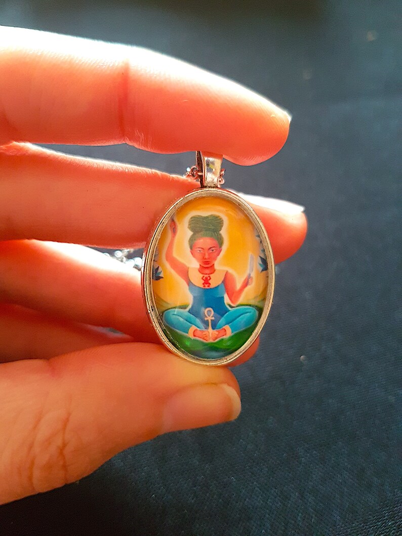 midwife gift Heket pendant original art print hypoallergenic necklace wcabochon FREE UK p/&p Egyptian Goddess Heqet Goddess of birth
