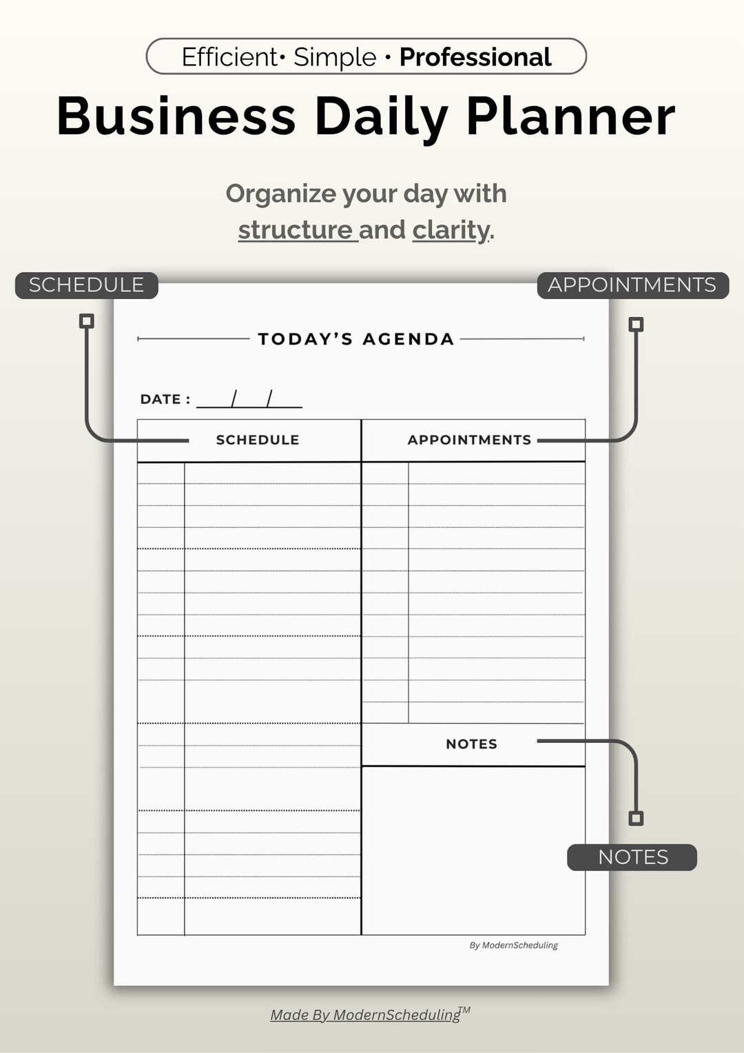 Professional Daily Planner PDF A4 — Printable & Fillable for Work ...