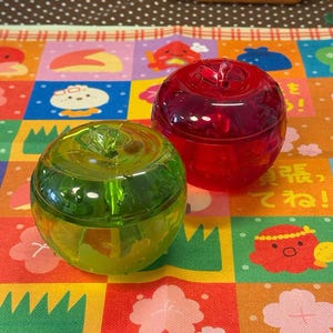 Retro Apple Resin Container Kawaii Room Decor Pink Green Red Fruit Storage Box