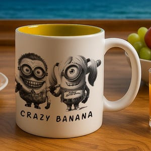 Joker and Harley Quinn Minions Cosplay Mug, DC Comics, Banana, Fun Gift, Personalized Mug, 5 Colors