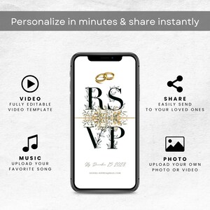 Digitale Hochzeitseinladung als Video (Canva), bearbeitbare Vorlage für Hochzeitseinladungen, animiertes Save-the-Date-Video, mobile Hochzeitseinladung (MP4) Bild 7