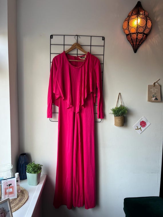 Vintage Monet of London Evening Gown – Fuchsia pink(1970s)