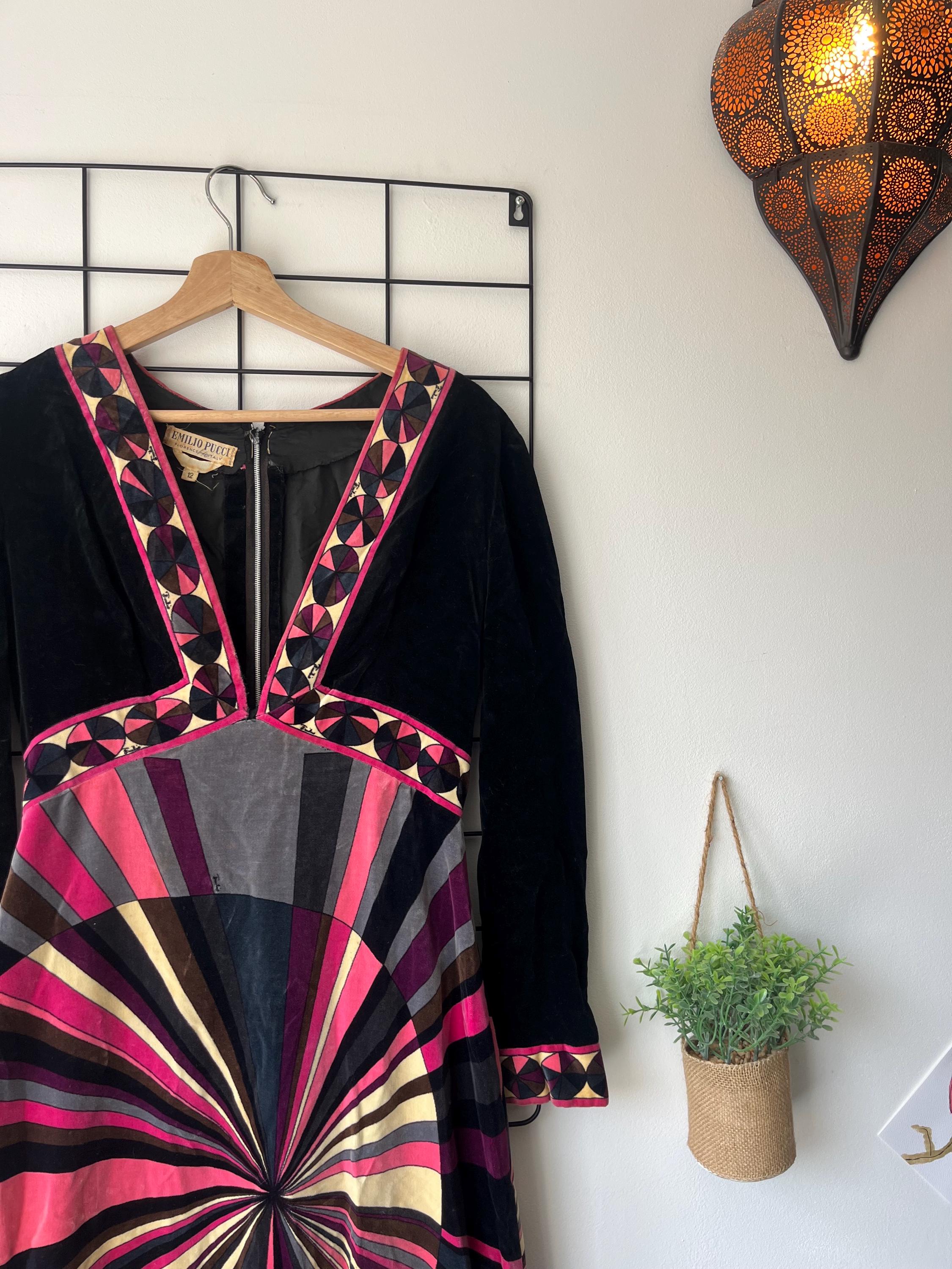 Emilio Pucci Velvet Geometric Maxi Dress – Florence Label (c.1968