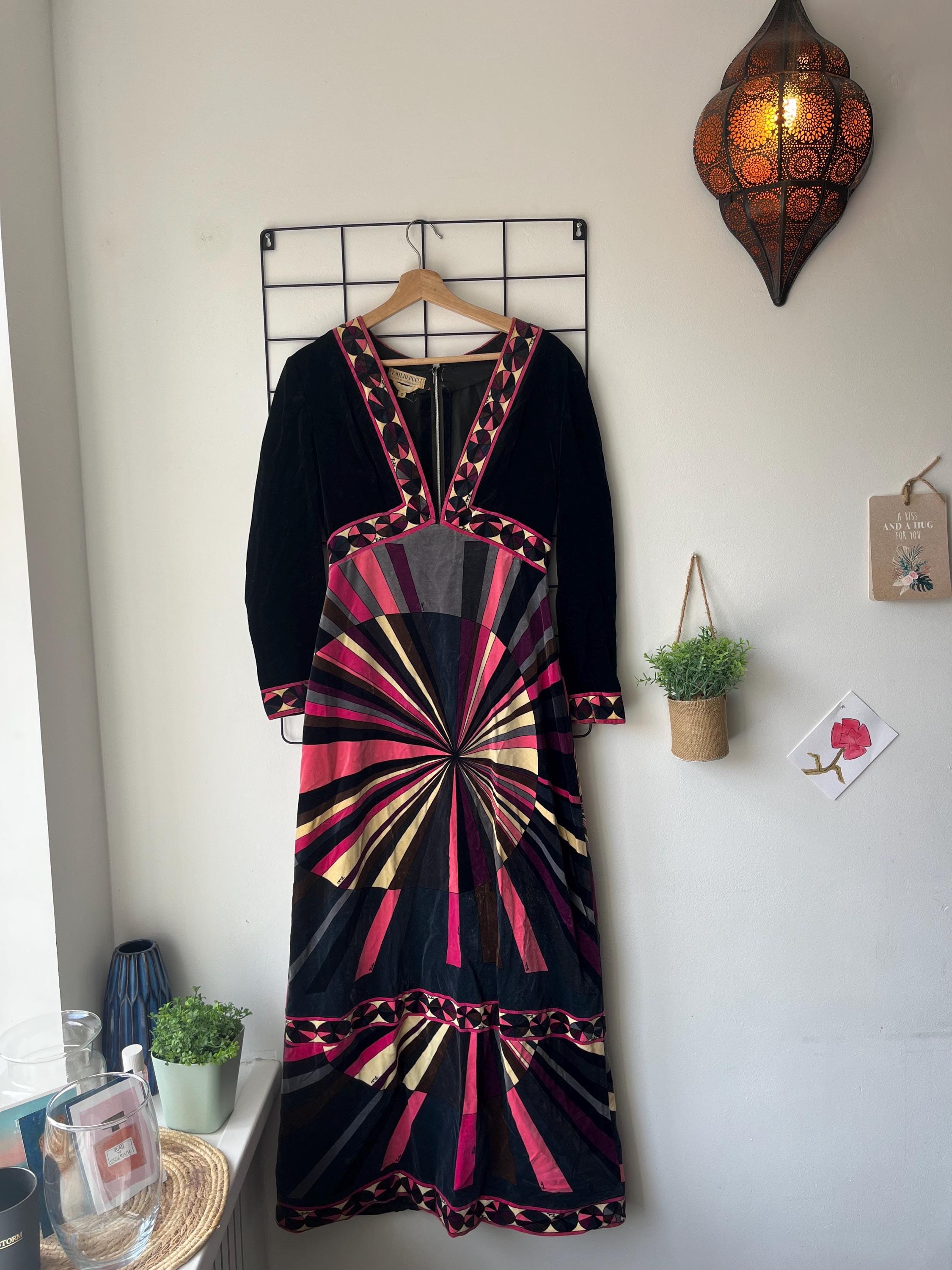 Emilio Pucci Velvet Geometric Maxi Dress – Florence Label (c.1968