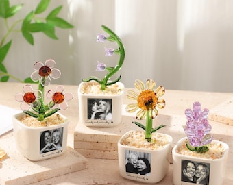 Personalized Bestie Photo Glass Flower Pot,Custom Best Friend Gift,Handmade Glass Flower Pot with Photo,Bridesmaid Proposal,Birthday Gift