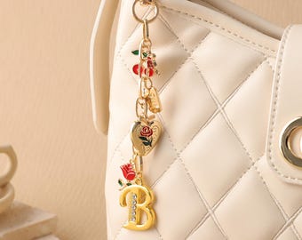Personalized Initial Bag Charm, Custom Birthstone Keychain Accessory,Make Your Own Keychain,Bridesmaid Gifts,Gift for Her,Birthday gift