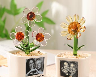 Custom Best Friend Gift with Photo,Personalized Bestie Photo Glass Flower Pot,Handmade Glass Flower Po,Bridesmaid Proposal,Birthday Gift