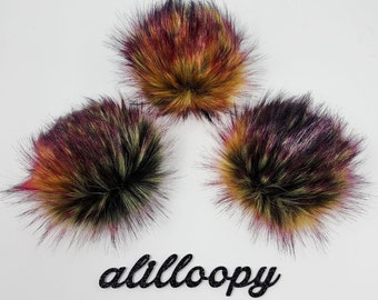 Nebula Faux Fur Pom Pom, Luxury Fur Pom, Rainbow Faux Fur Pom Pom