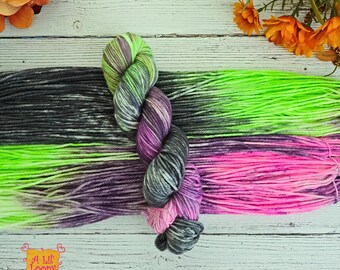 Hand-Dyed Worsted Weight Merino Wool Yarn: Wickedly Witchy  (220 yards)