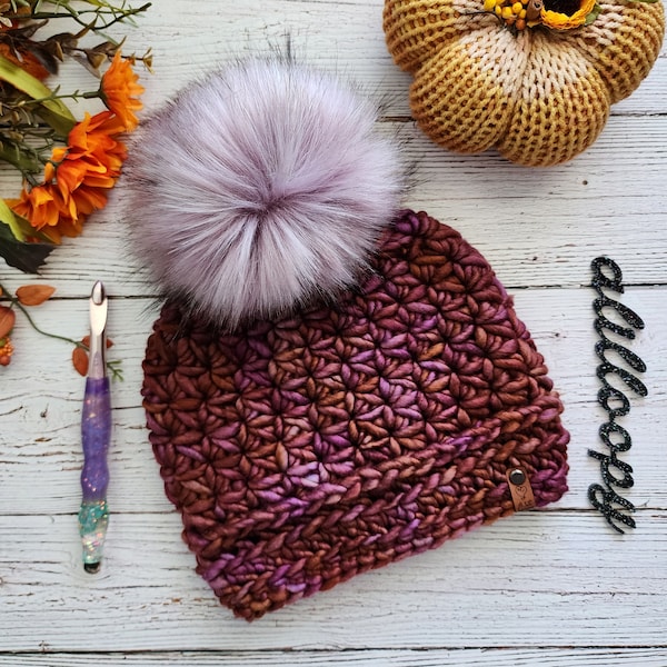 Super Bulky Starburst Beanie Crochet PATTERN | Super Bulky Hat Tutorial | Digital Download PDF File | Chunky Beanie Pattern