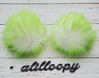 The Ghost With the Most Faux Fur Pom Pom, White and Green Fur Pom