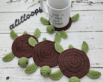 Sea Turtle Coaster Crochet Pattern | PDF Digital Download | Mug Rug Tutorial | Beach Decor DIY