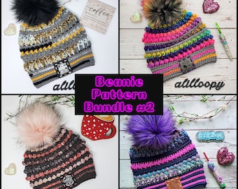 Fall & Winter Beanie Crochet Pattern Bundle #2 | Four of My Most Popular Hat Patterns Included | PDF Download