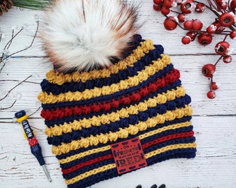 Crochet Navy Beanie | On Fridays We Wear Red