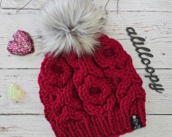 Hand Knit Luxury Hugs & Kisses Beanie