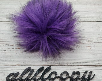 Witching Hour Faux Fur Pom Pom, Purple and Black Fur Pom