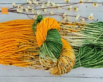 Hand-Dyed Super Bulky Superwash Merino Wool Yarn: Sunflower