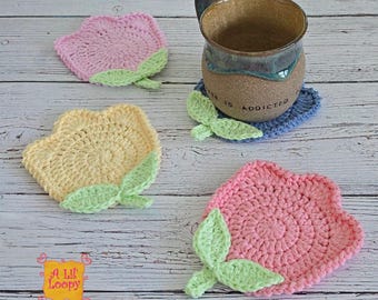 Crochet Pattern: Tulip Coaster | PDF Digital Download