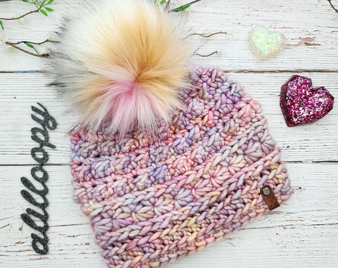 Featured listing image: The Anneliese Beanie Crochet PATTERN | Super Bulky Hat Tutorial | Digital Download PDF File | ChunkyBeanie Pattern
