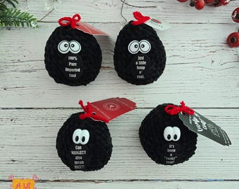 Funny Lump of Coal Plushie | Christmas Stocking Stuffer | Naughty List Secret Santa Gift | White Elephant Gag Gift