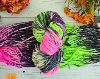 Hand-Dyed Super Bulky Yarn in Wickedly Witchy