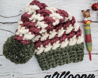 Mattie Santa Hat Crochet PATTERN | Super Bulky Hat Tutorial | Digital Download PDF File | Chunky Elf Hat Pattern