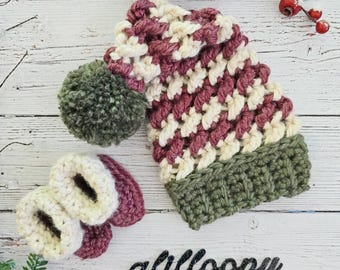 My First Christmas Baby Santa Hat and Booties