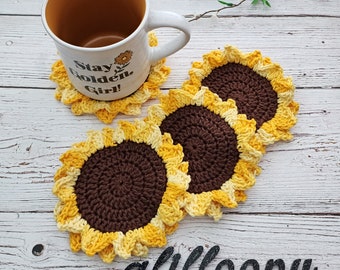 Sunflower Coaster Crochet Pattern | PDF Digital Download