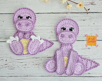 Crochet Pattern: Baby Dinosaur Appliques | PDF Digital Download | Tyrannosaurus Rex | Brontosaurus