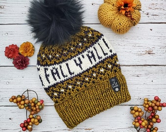 Hand Knit Luxury It's Fall Y'all Beanie - READY TO SHIP